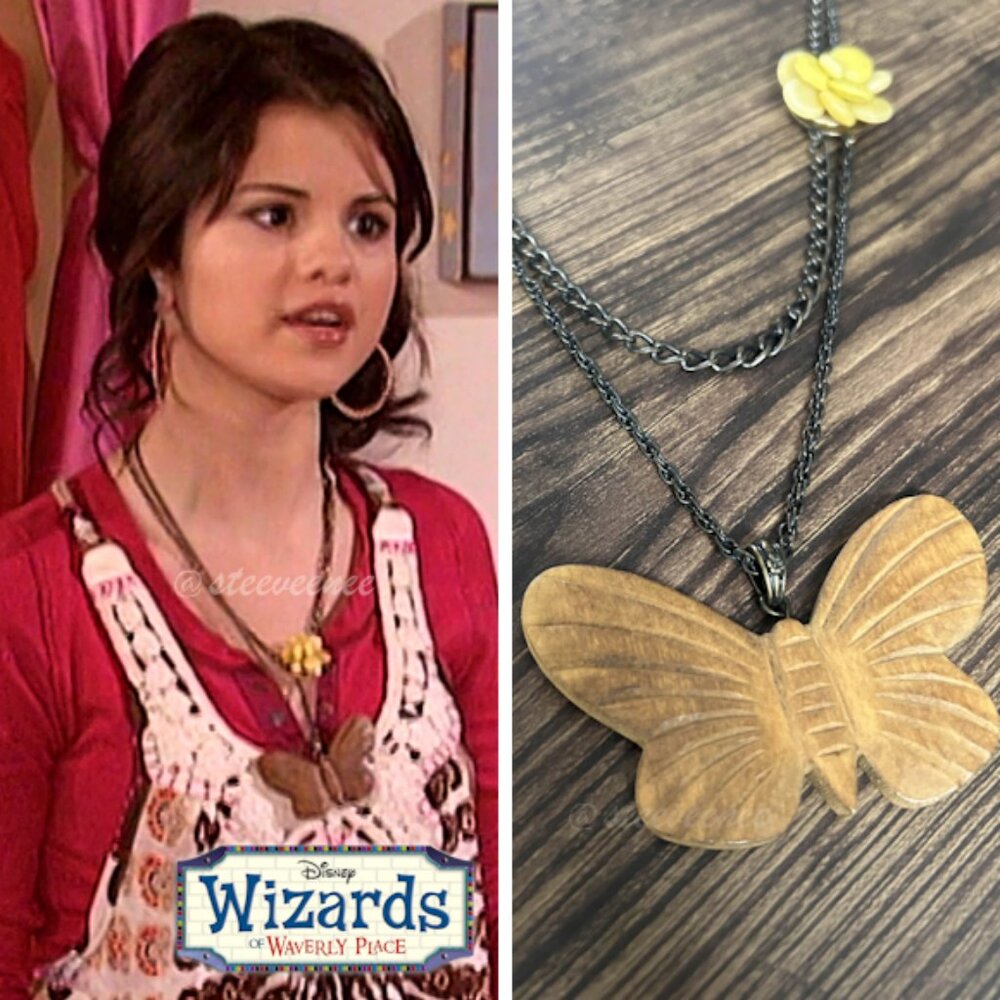 2000s Multi Strand Wooden Butterfly Necklace ASO Alex Russo / Kelsi Nielsen